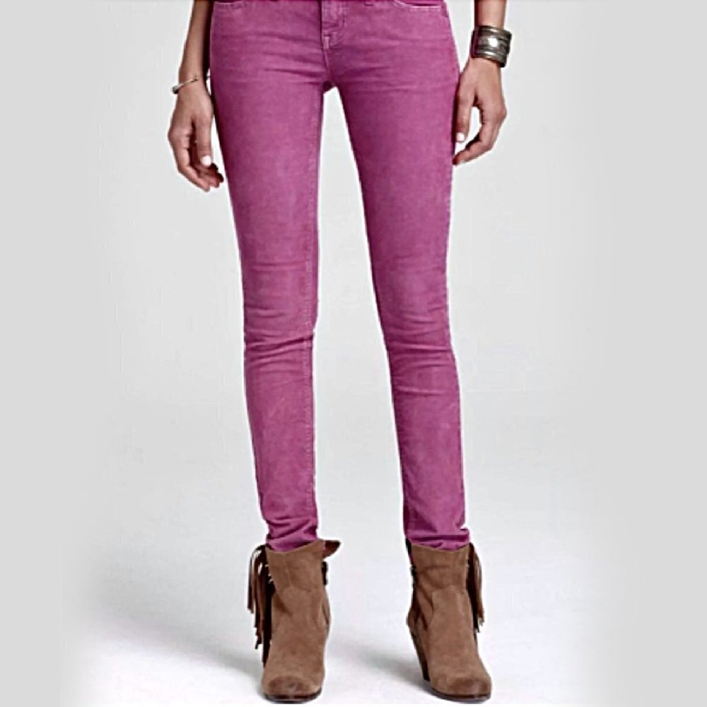 Free People Fuchsia Pink Purple Dyed Ankle Skinny Jeans | Size 25